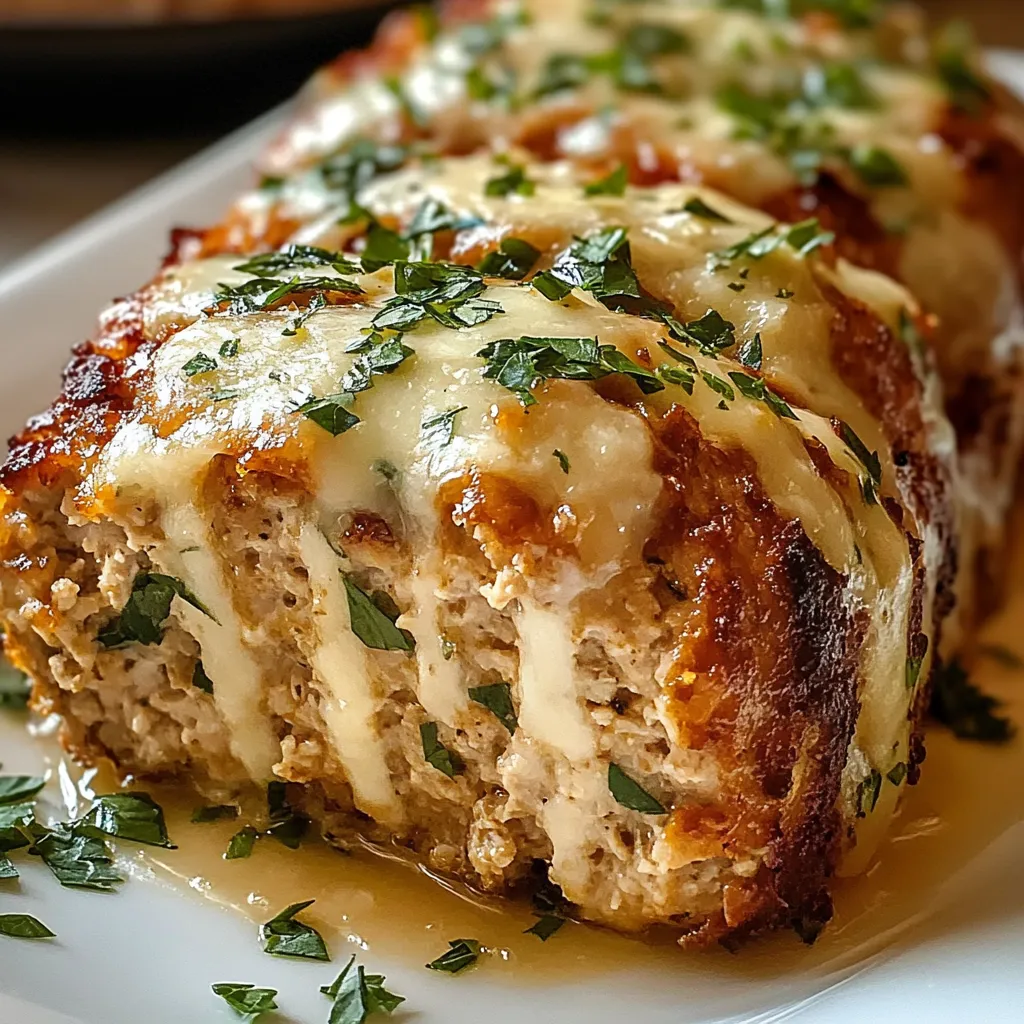 A piece of garlic Parmesan chicken meatloaf.