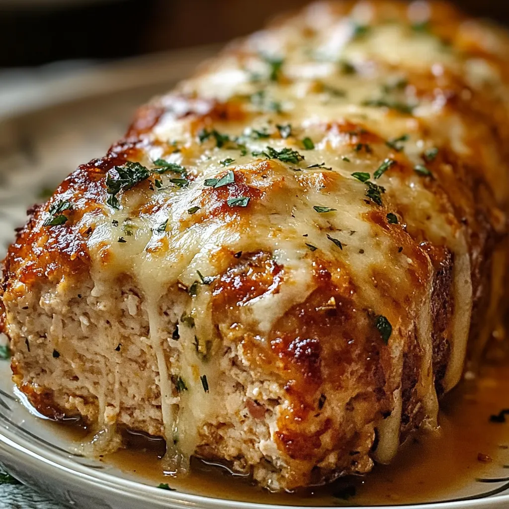 A delicious melt-in-your-mouth garlic Parmesan chicken meatloaf.