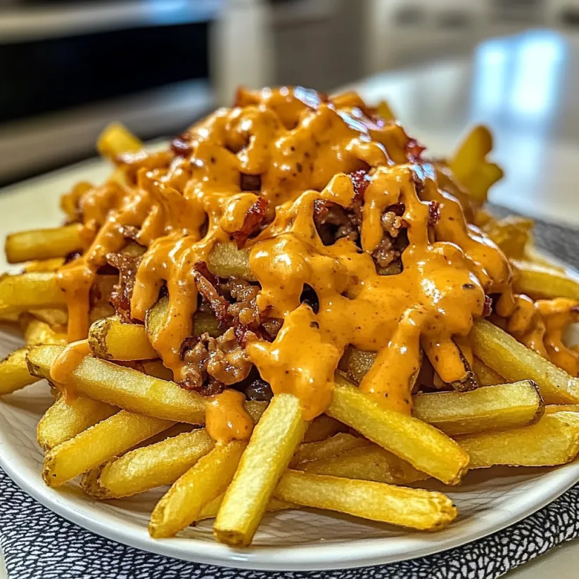 A plate of fries with cheese on top.
