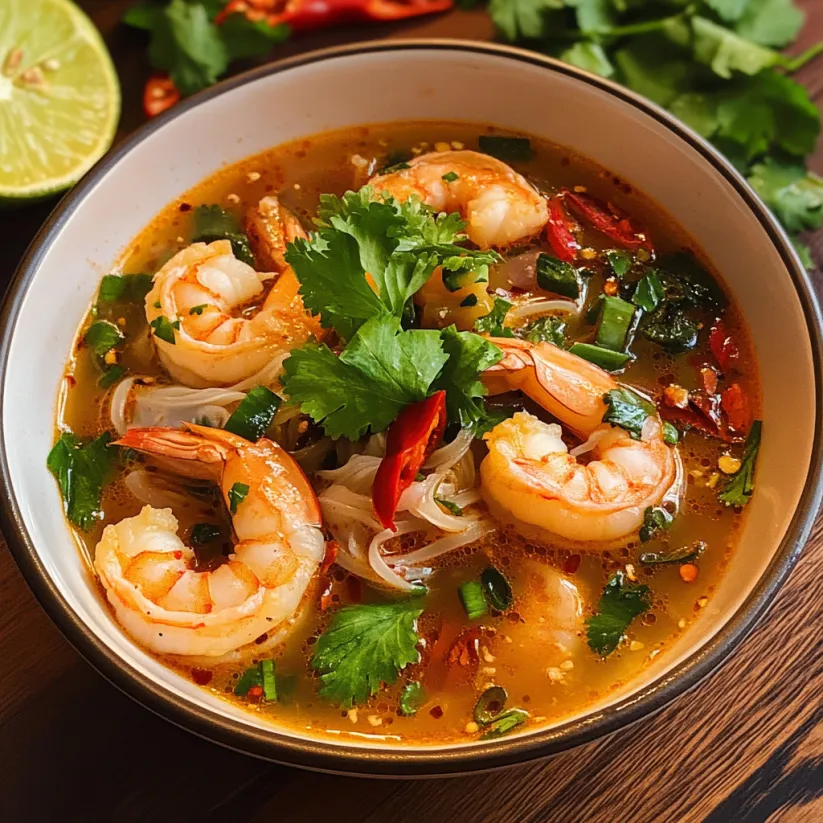 A bowl of Thai Shrimp Soup.