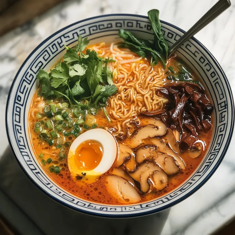A bowl of vegan spicy miso ramen.