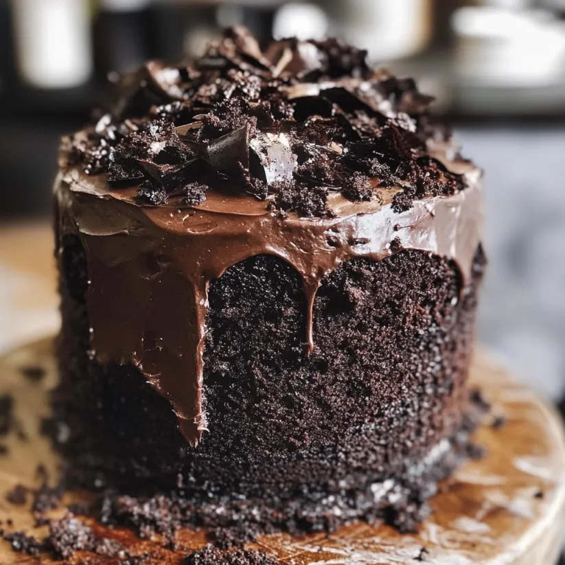 A slice of Brooklyn Blackout Cake.