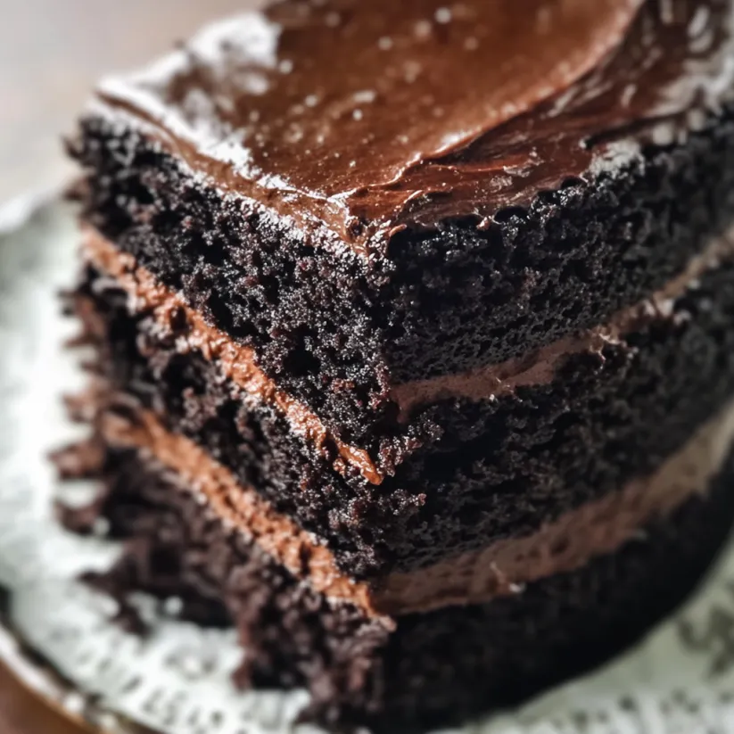 A slice of Brooklyn Blackout Cake.