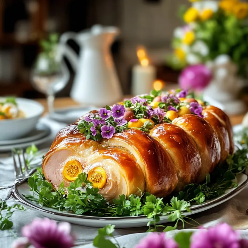 A hot cross bun is displayed on a plate.