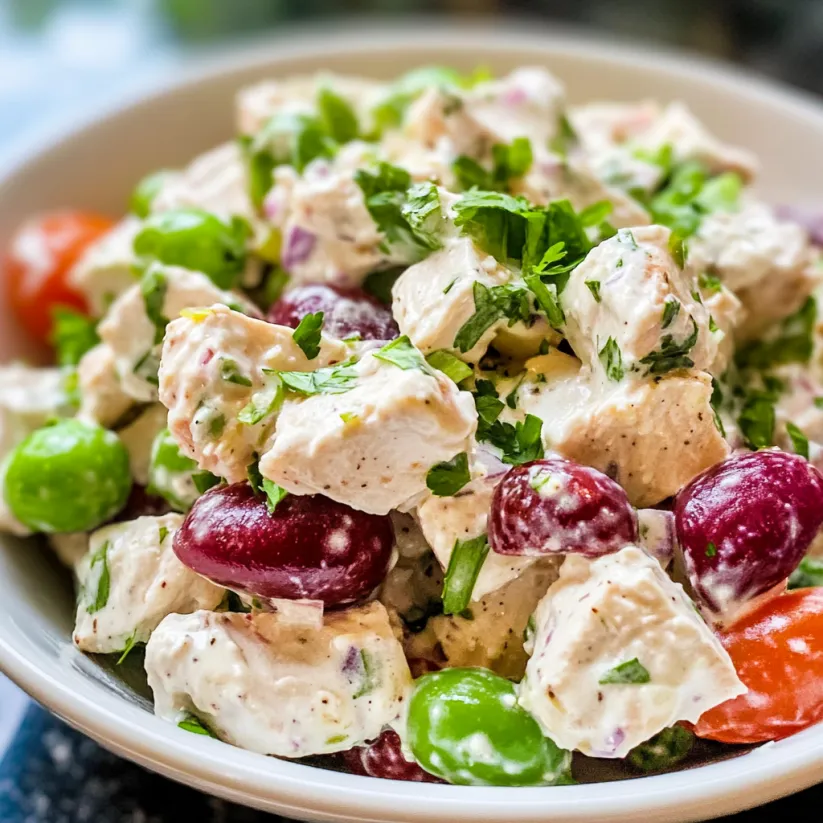 A bowl of Greek yogurt chicken salad.