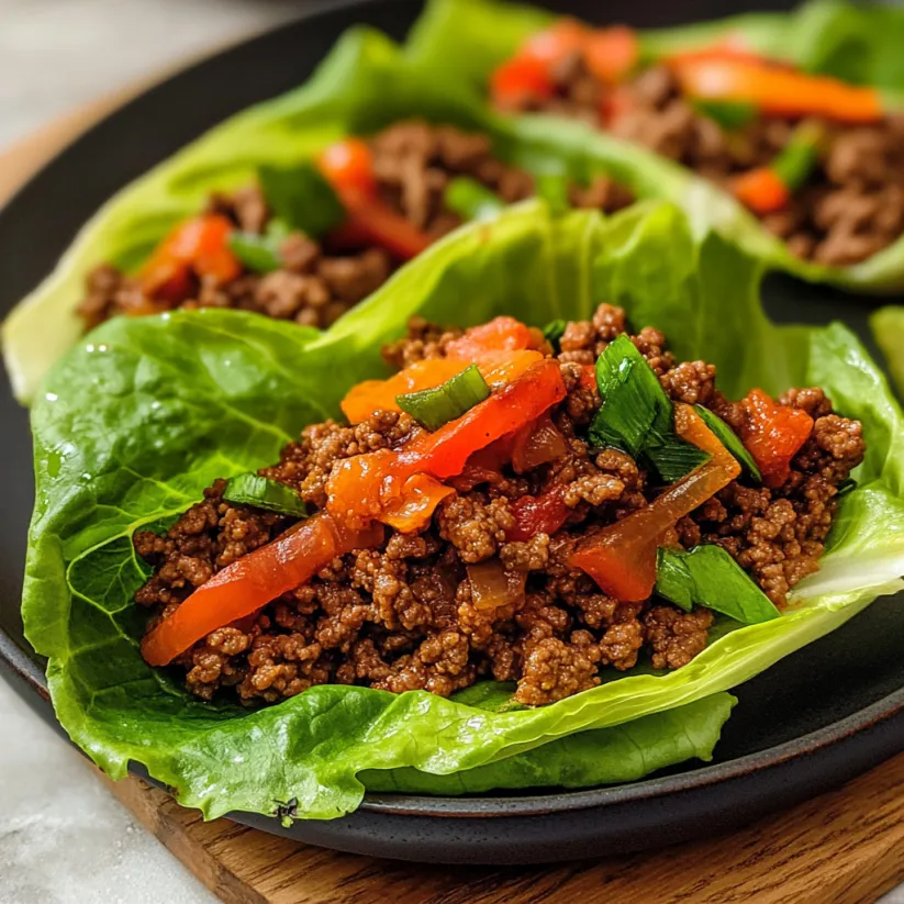 A plate of food with lettuce wraps and meat.