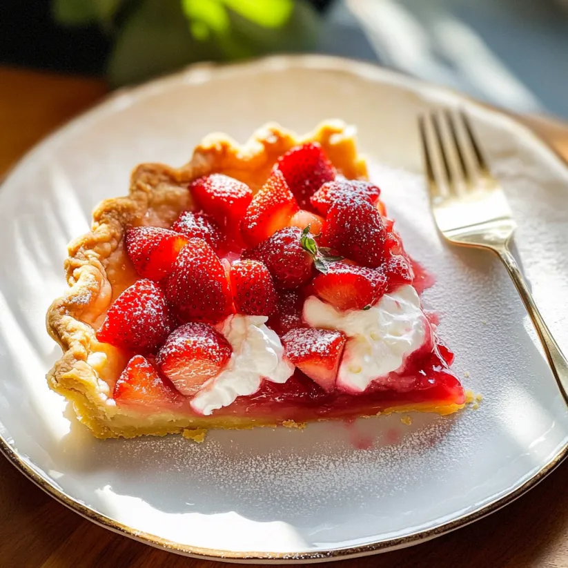 A slice of strawberry rhubarb pie.