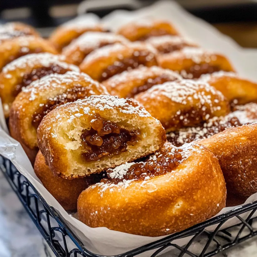 A tray of malasadas with sugar on top.