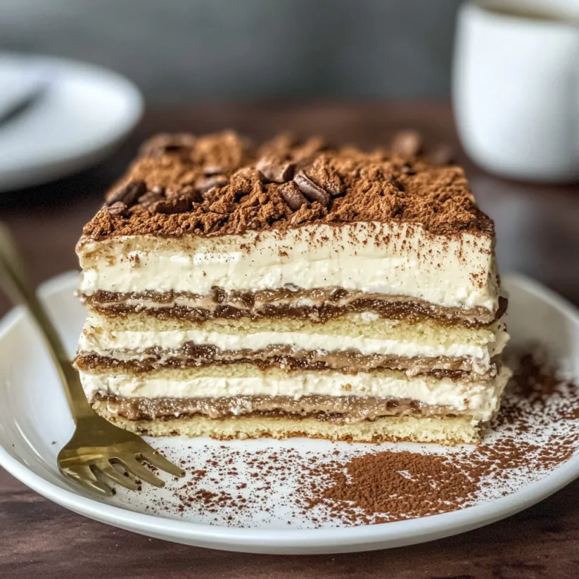 A slice of Carlota de Cafe cake.