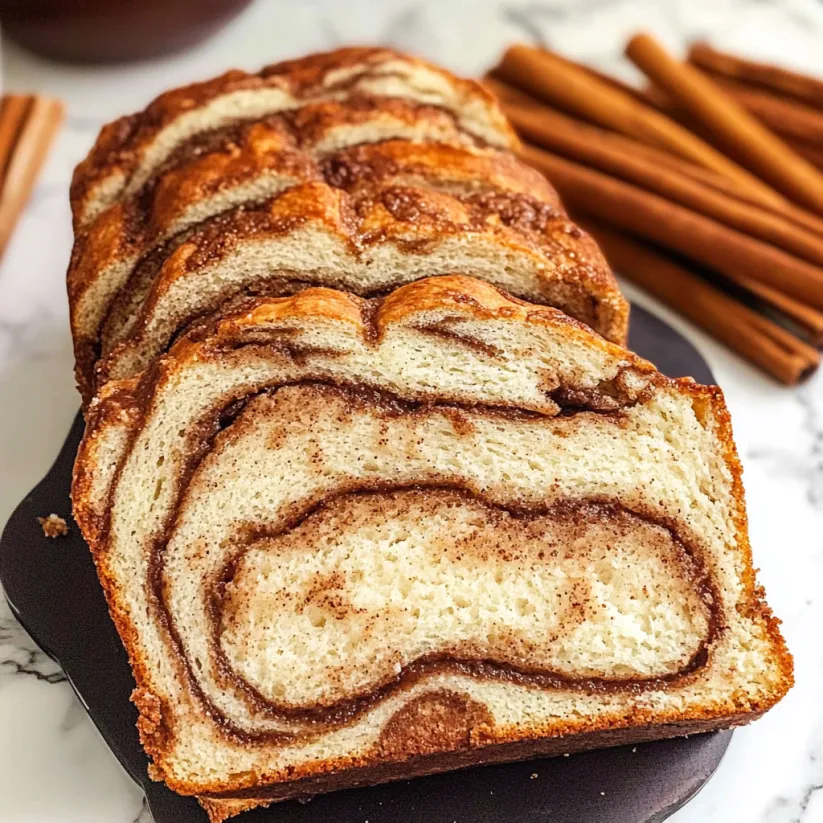 A slice of cinnamon bread.