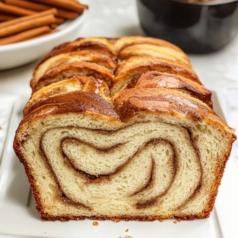 A slice of cinnamon bread.