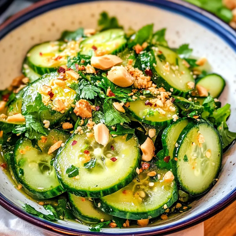 A bowl of Thai Cucumber Salad.