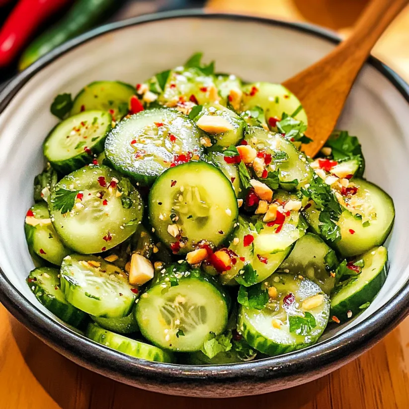 A bowl of Thai Cucumber Salad.