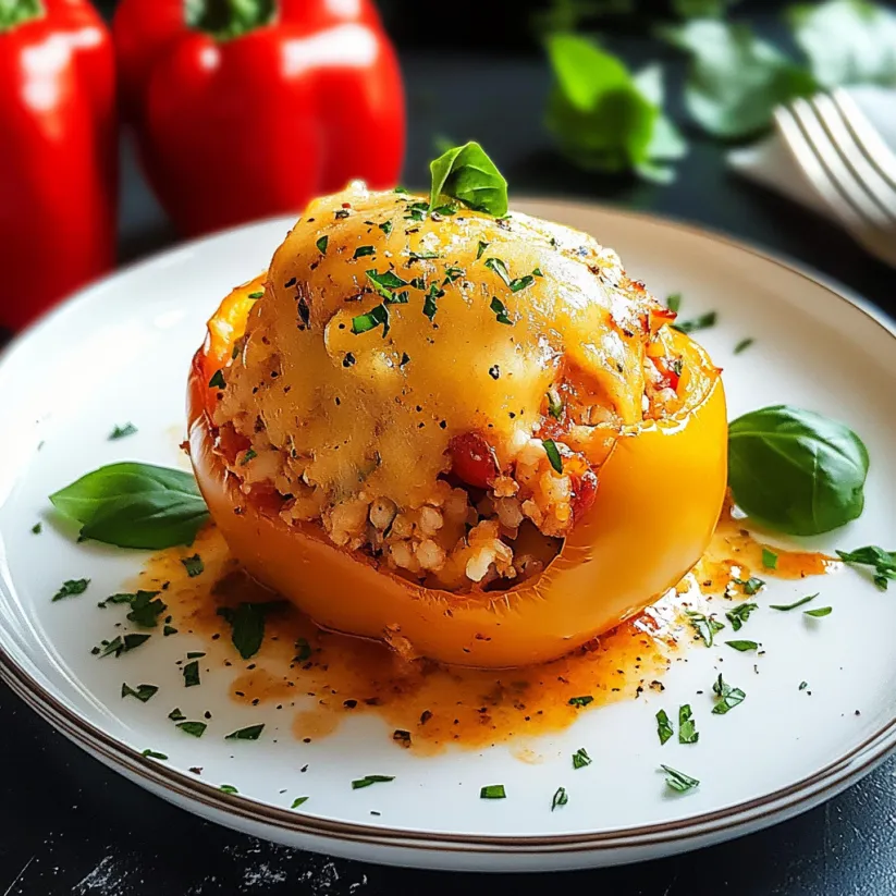 A plate of Italian stuffed peppers.