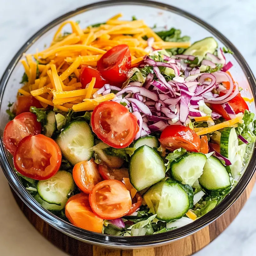 A bowl of vegetables including tomatoes, cucumbers, and cheese.