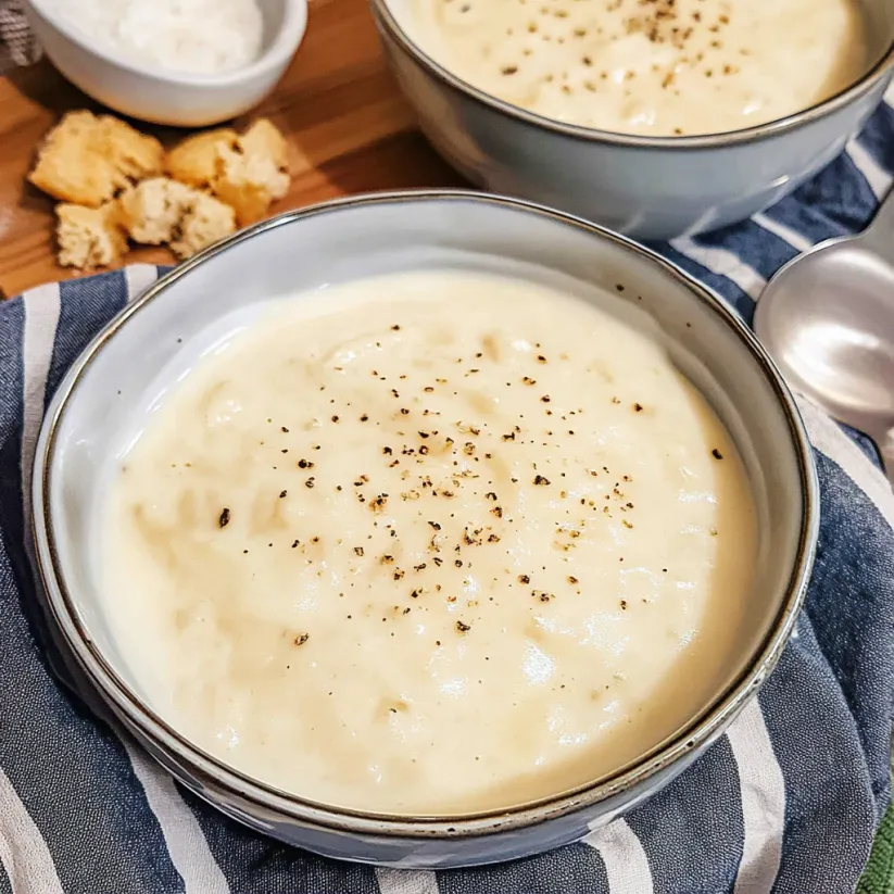 Two bowls of bechamel sauce.