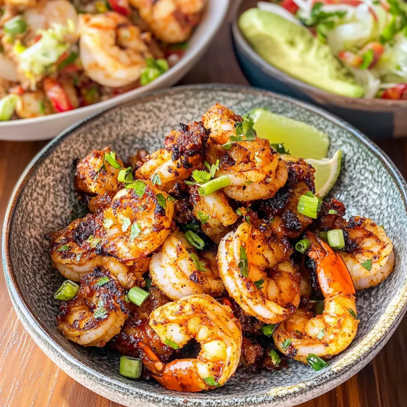 A bowl of blackened shrimp.