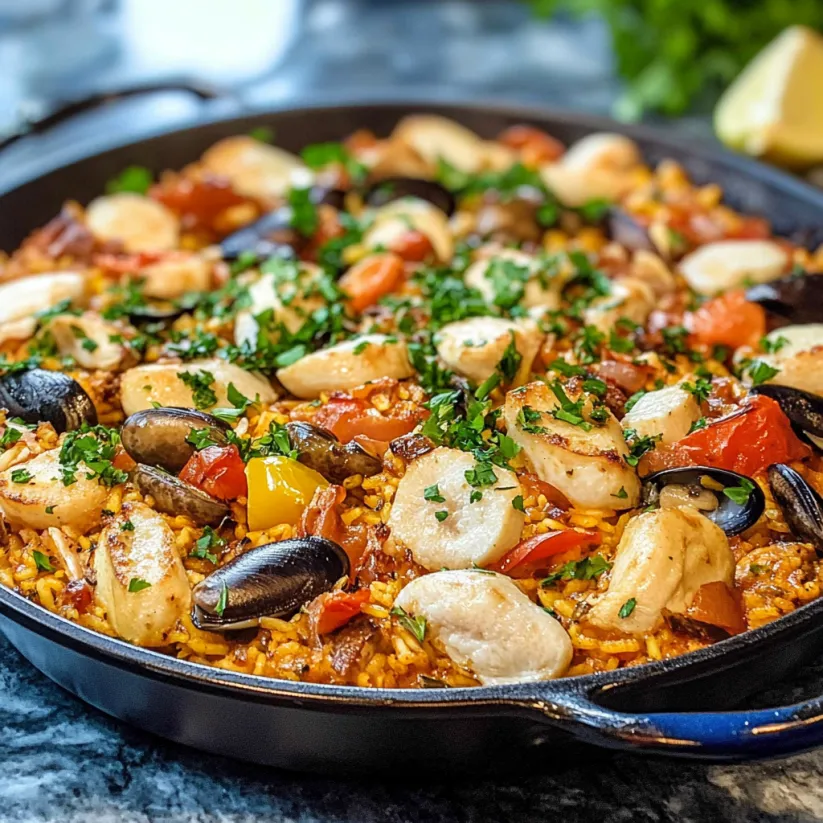 A pan of food with a variety of ingredients.