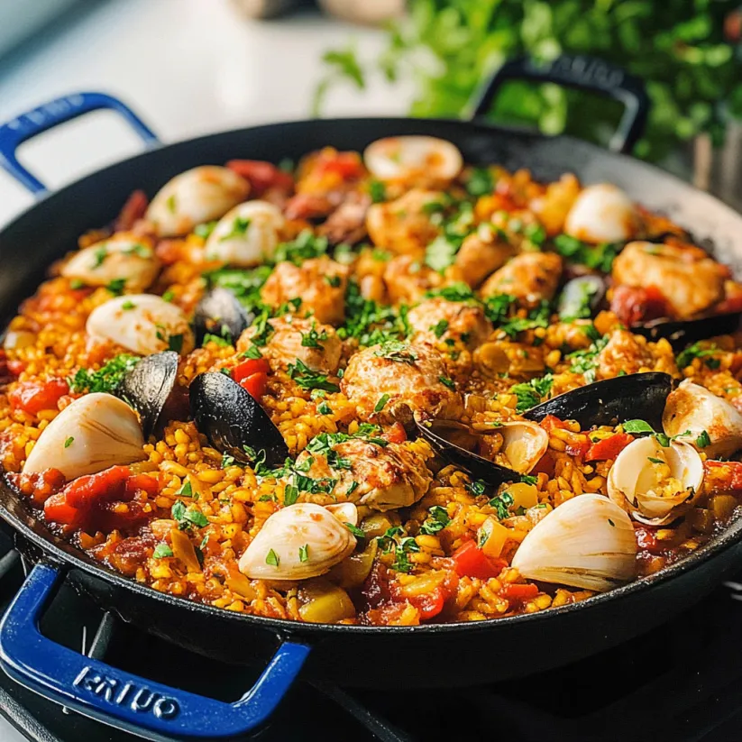 A pan of food with a spoon in it.