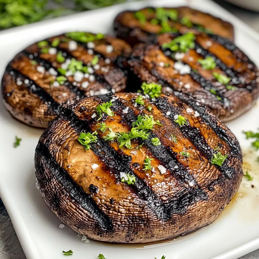 Grilled portobello mushrooms with salt and pepper.