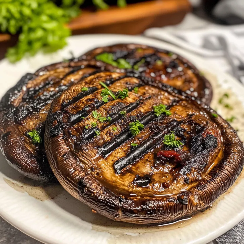 Grilled Portobello Mushrooms on a plate.