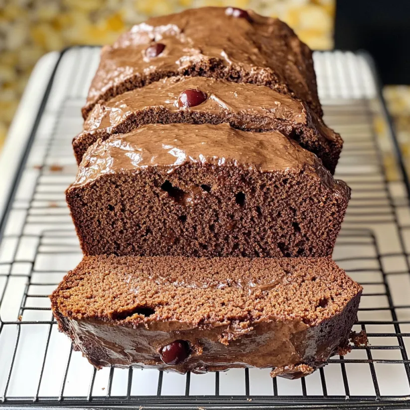 A slice of chocolate pound cake.