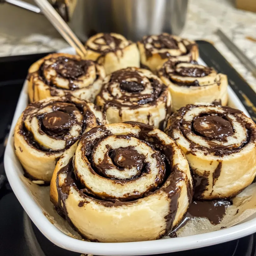 Chocolate espresso rolls in a bowl.