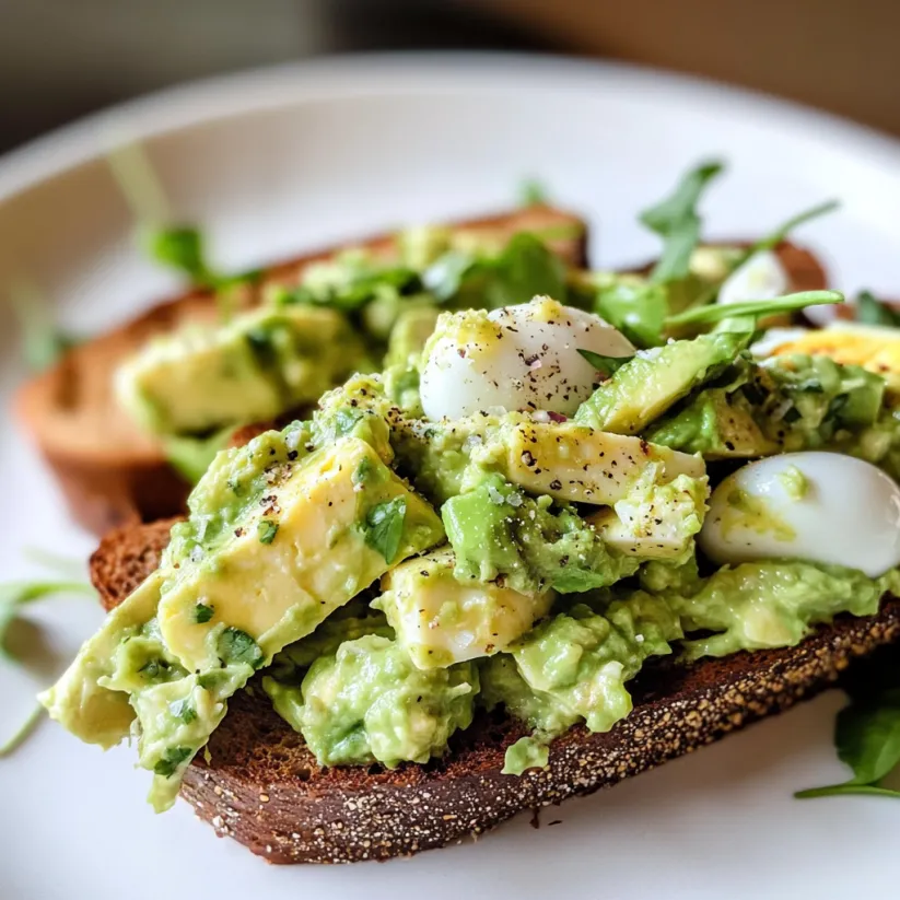A plate of food with avocado and egg salad.