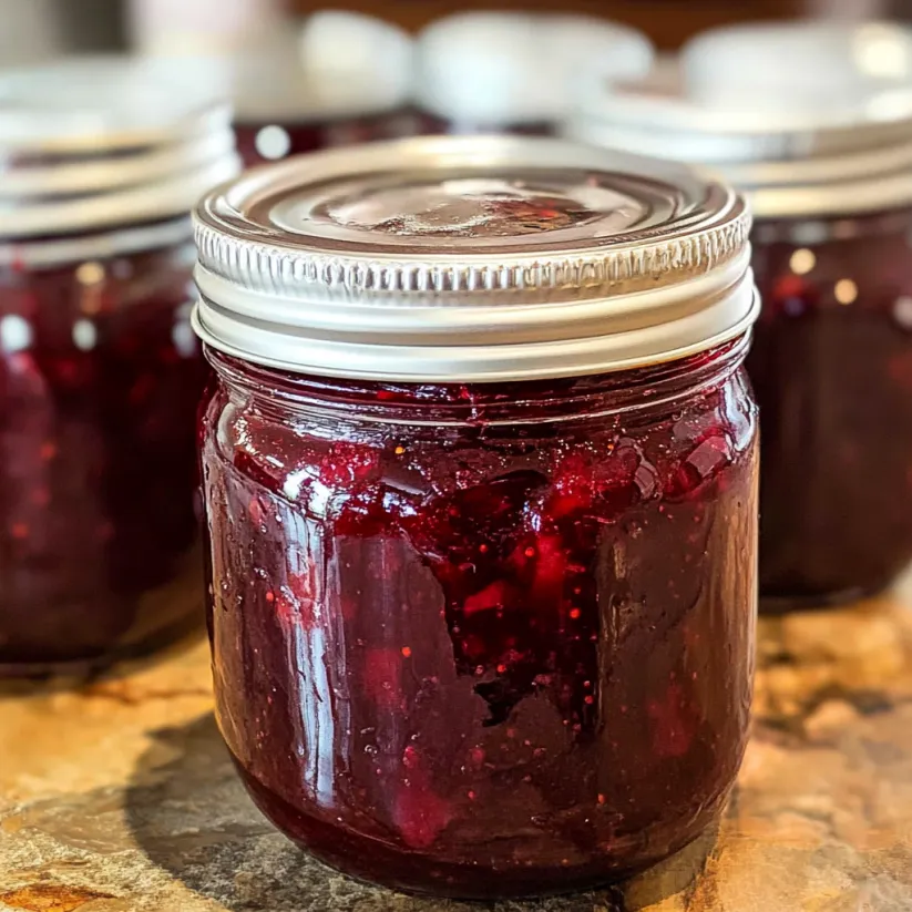 A jar of cranberry sauce.