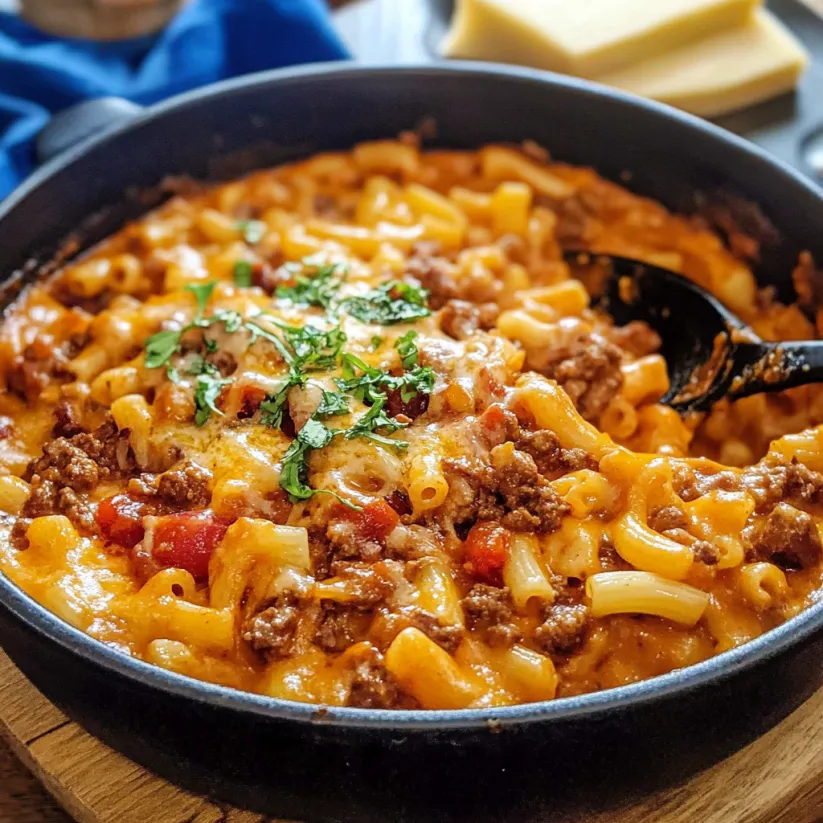 A bowl of chili mac and cheese.