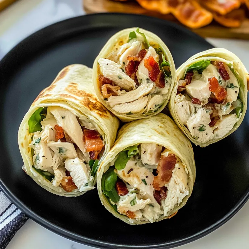 Chicken Bacon Ranch Wraps on a plate.
