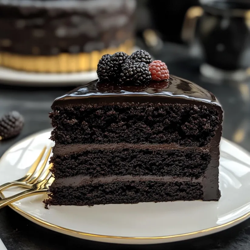 A slice of black velvet cake.