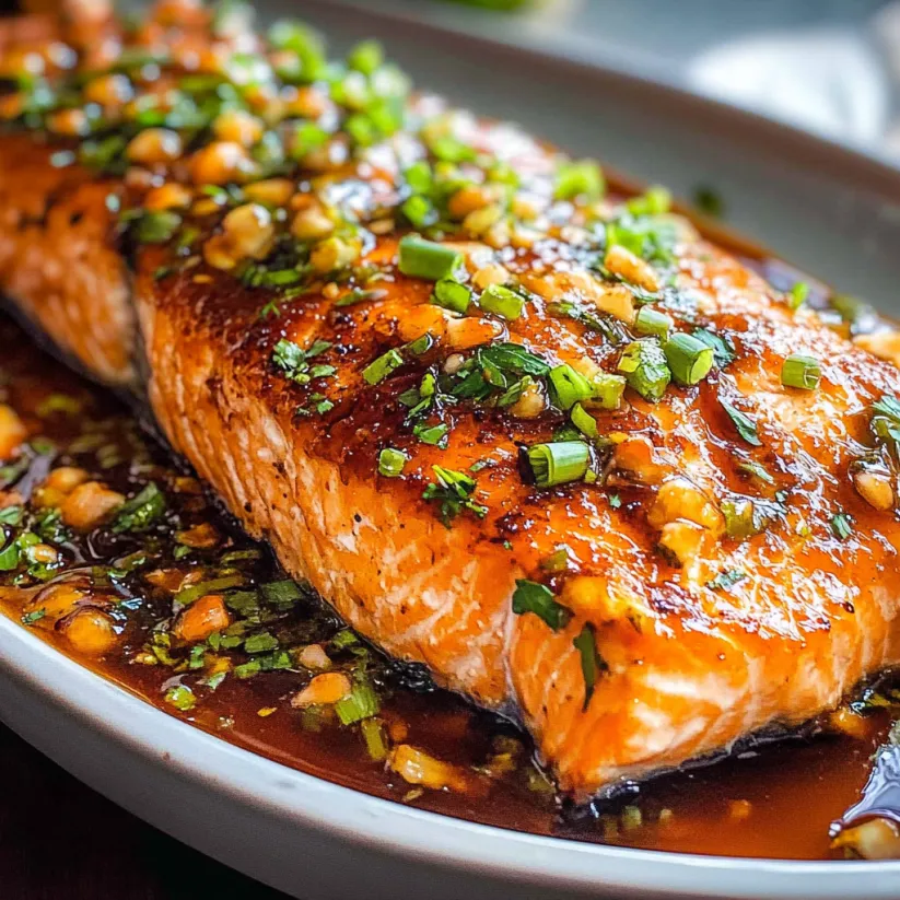 A plate of firecracker salmon.