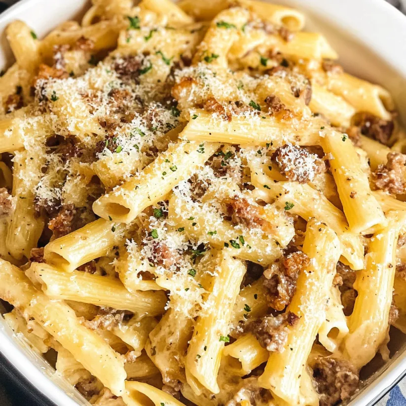 A bowl of pasta alla gricia.