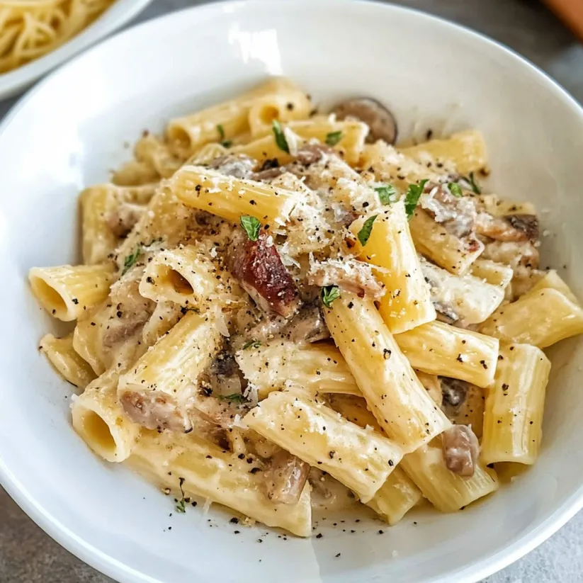 A bowl of pasta alla gricia.