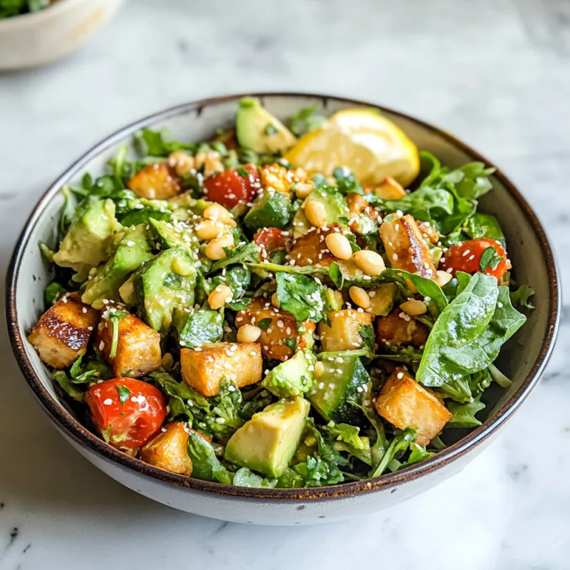 A bowl of high-protein vegan salad.