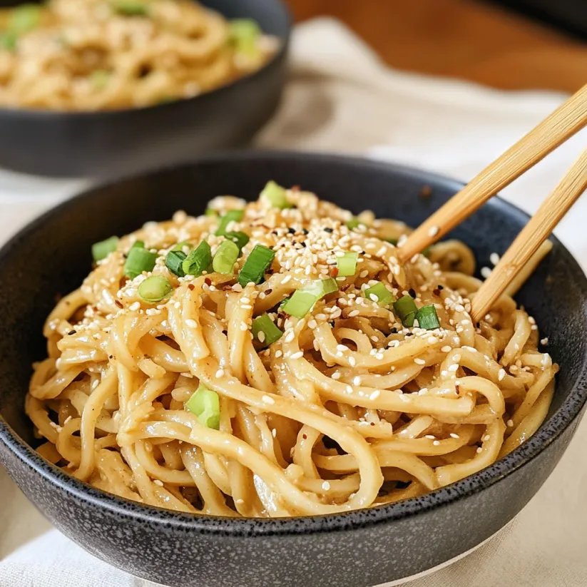 A bowl of noodles with vegetables and sauce.