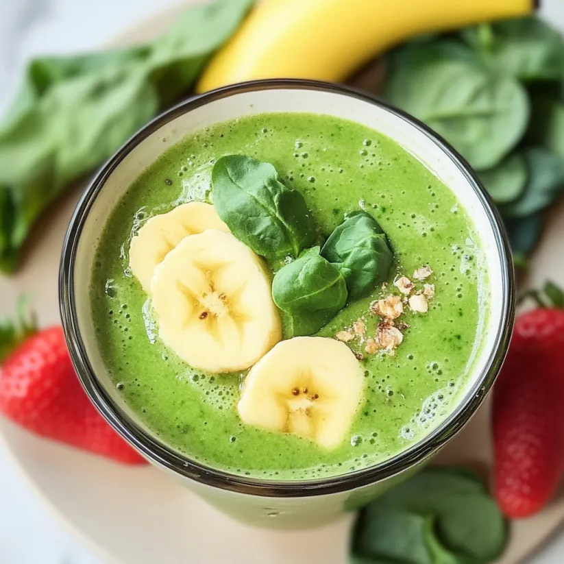 A green smoothie with bananas and spinach.