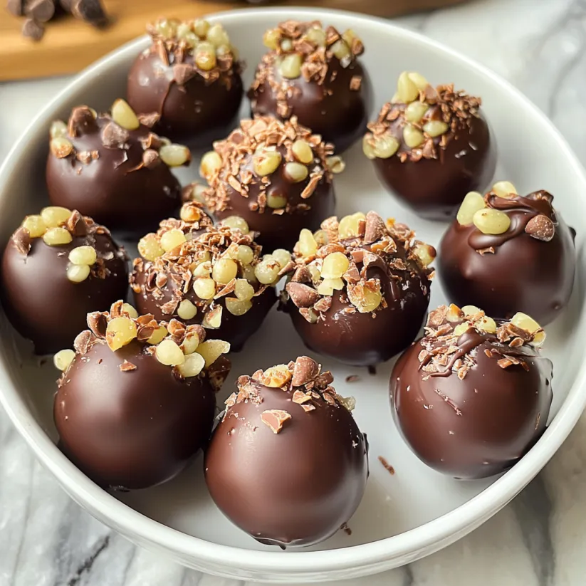 A bowl of chocolate covered grapes.