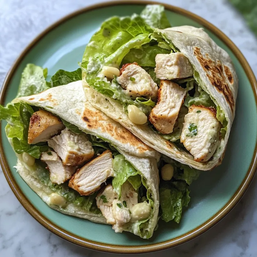 A plate of chicken wraps with lettuce and cheese.