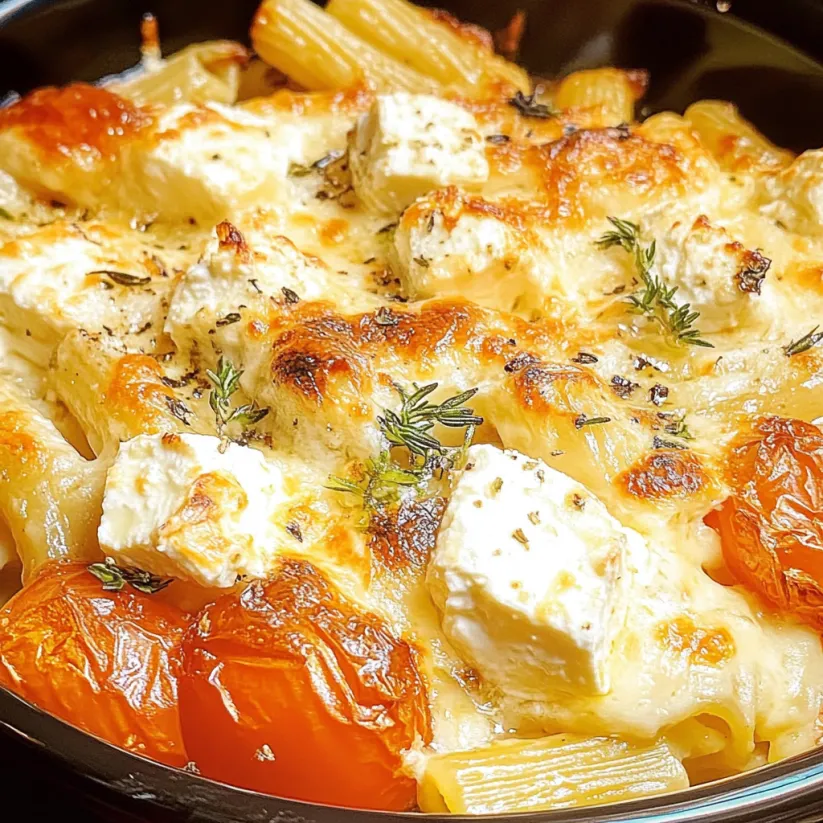 A bowl of baked feta pasta.