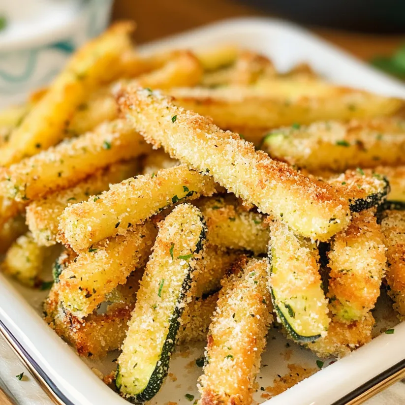 A plate of baked zucchini fries.