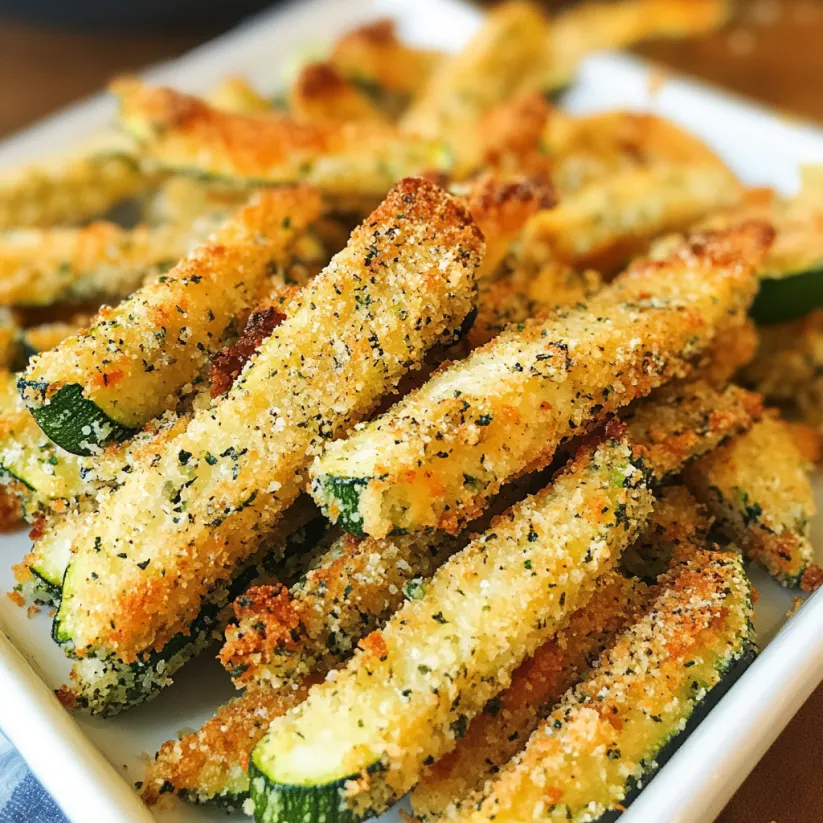 A plate of baked zucchini fries.