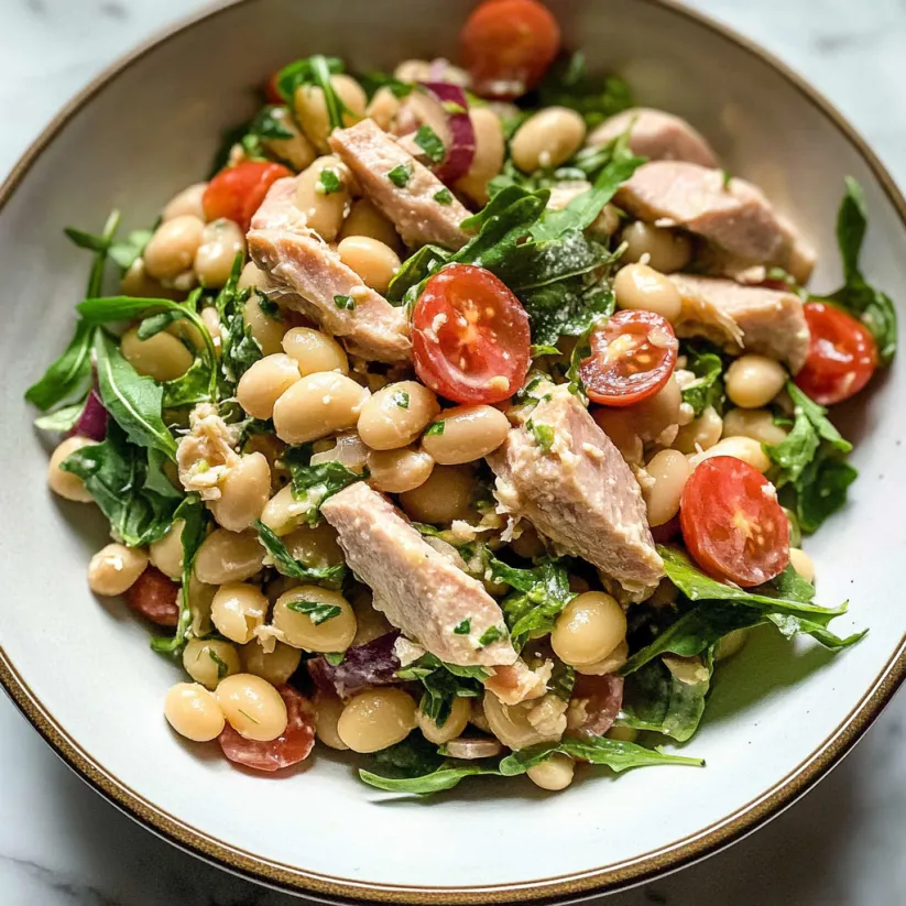 A bowl of Tuscan Tuna and White Bean Salad.