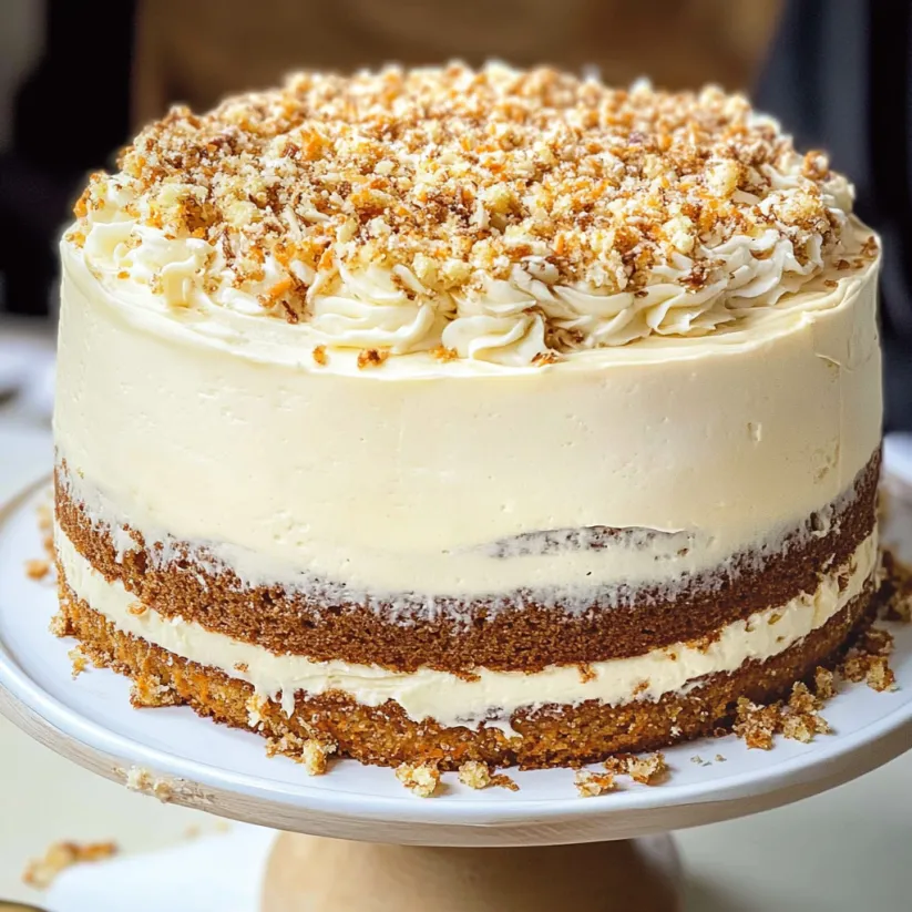 A slice of carrot cake on a plate.
