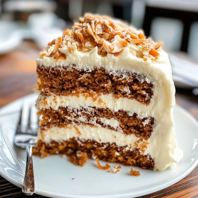 A slice of carrot cake on a plate.
