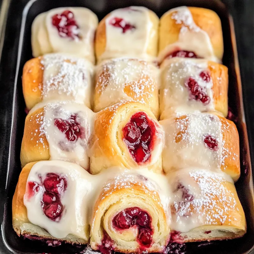 A tray of cherry rolls.