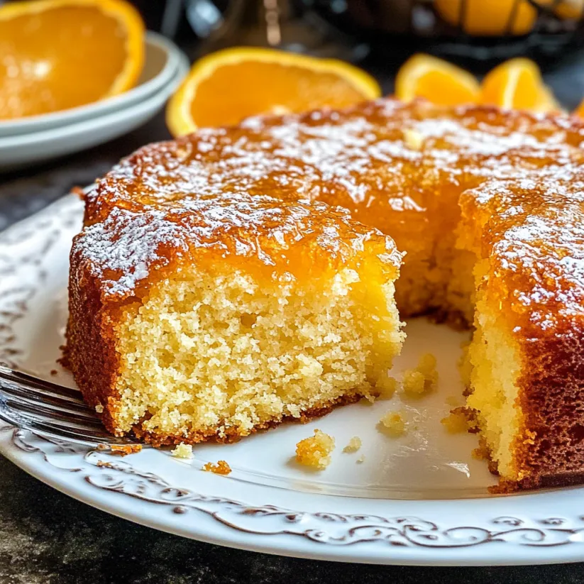 A slice of rum cake on a plate.