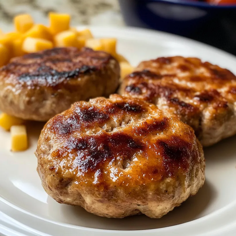 Turkey sausage on a plate.