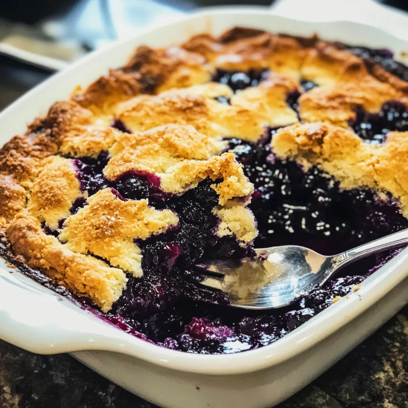 A slice of blueberry cobbler.